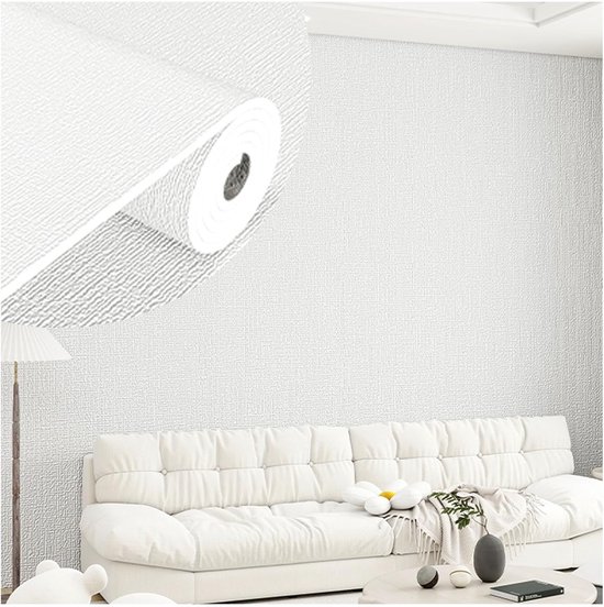 Zelfklevend Muurpapier - Waterdicht Behang - Muren Renoveren - IXPE Schuim Paneel - 50 cm x 5 m - Wit