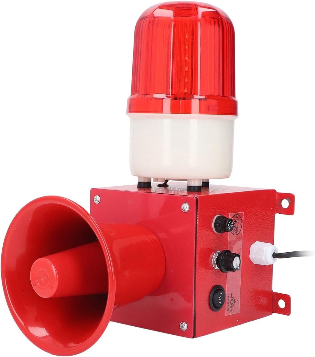 Industrieel Alarm - Geluidslicht Sirene - Veiligheid Waarschuwing - Waterdicht IP65 Ontwerp - 115 Decibel - Wit
