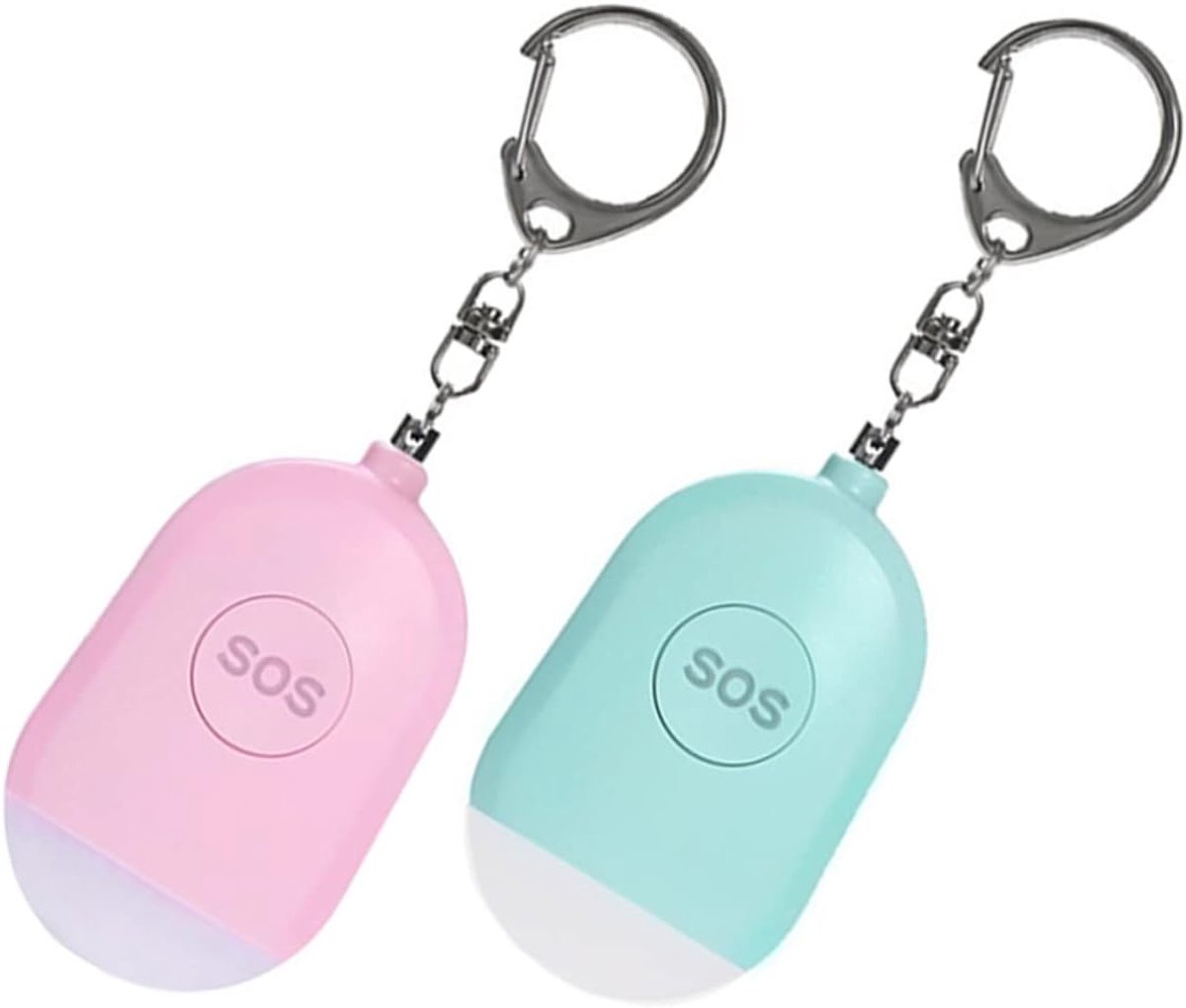 Veiligheidssirene Sleutelhanger - Persoonlijk Alarm - Noodsituaties Afweren - 130 Decibel Geluid - 2 stuks - Blauw en Roze