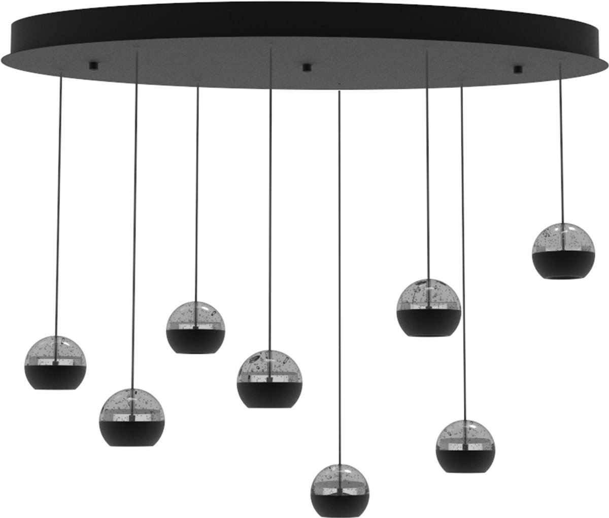 Steinhauer Exclusive - hanglamp - BELLUNO - zwart - glas metaal - design lamp - LED - 4591ZW