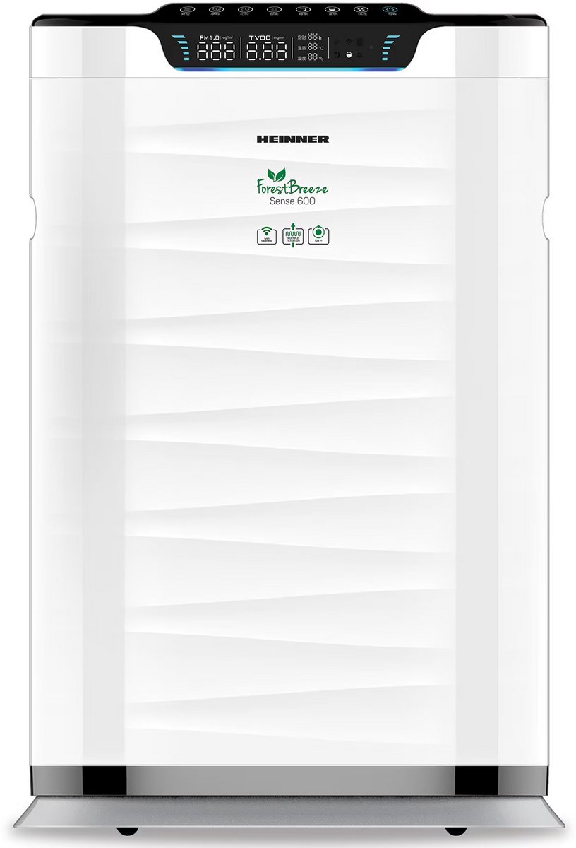 Heinner Luchtreiniger – 75 W – CADR 600 m³/u – Geschikt voor 42–72 m² – WiFi – HEPA H11-filter – PM2.5 Sensor & Display – Ionisator – 12 Uurs Timer – 5 Snelheden – Wit