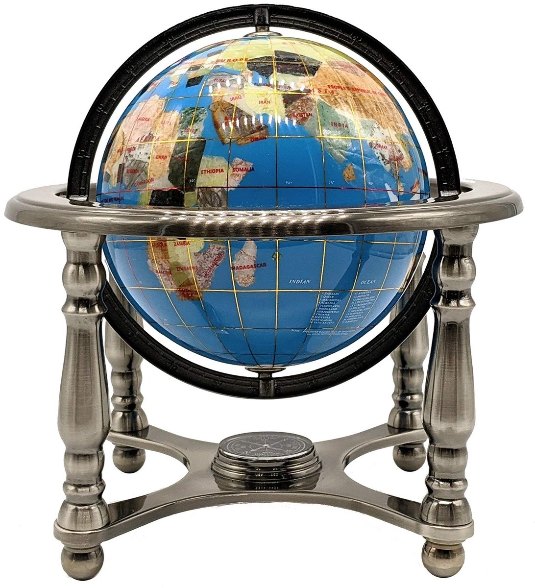 Solidchoice - Handgemaakte Turquoise Globe met Standaard 15 cm