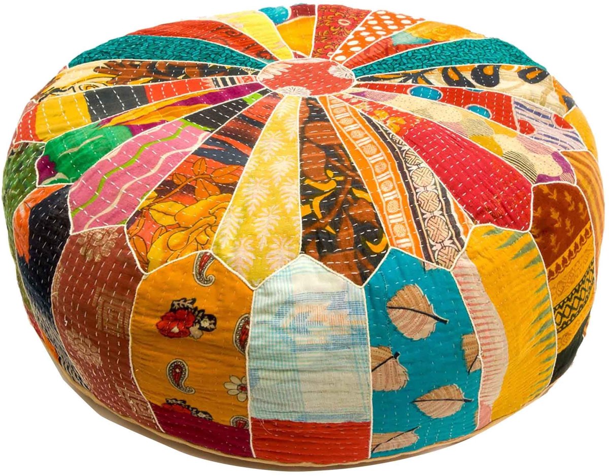 Solidchoice - Handgemaakte Mandala Zit Ottoman van 100% Katoen
