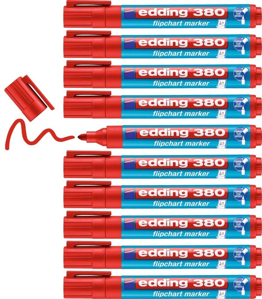 Solidchoice - Set van 10 Flipchart Markers - Rood met Ronde Punt