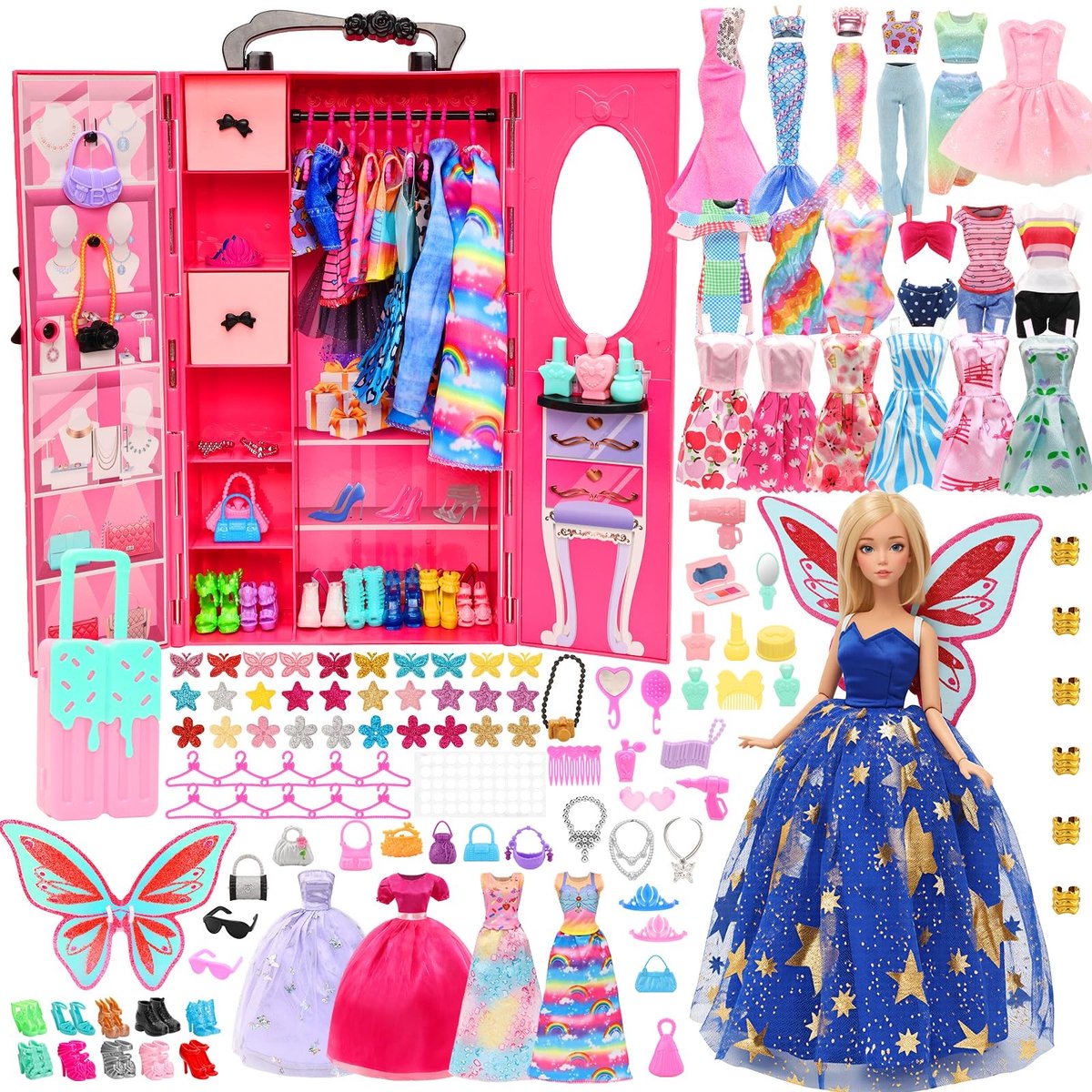 Solidchoice - 101 Delige Meubelset voor Poppen met Kleding en Accessoires