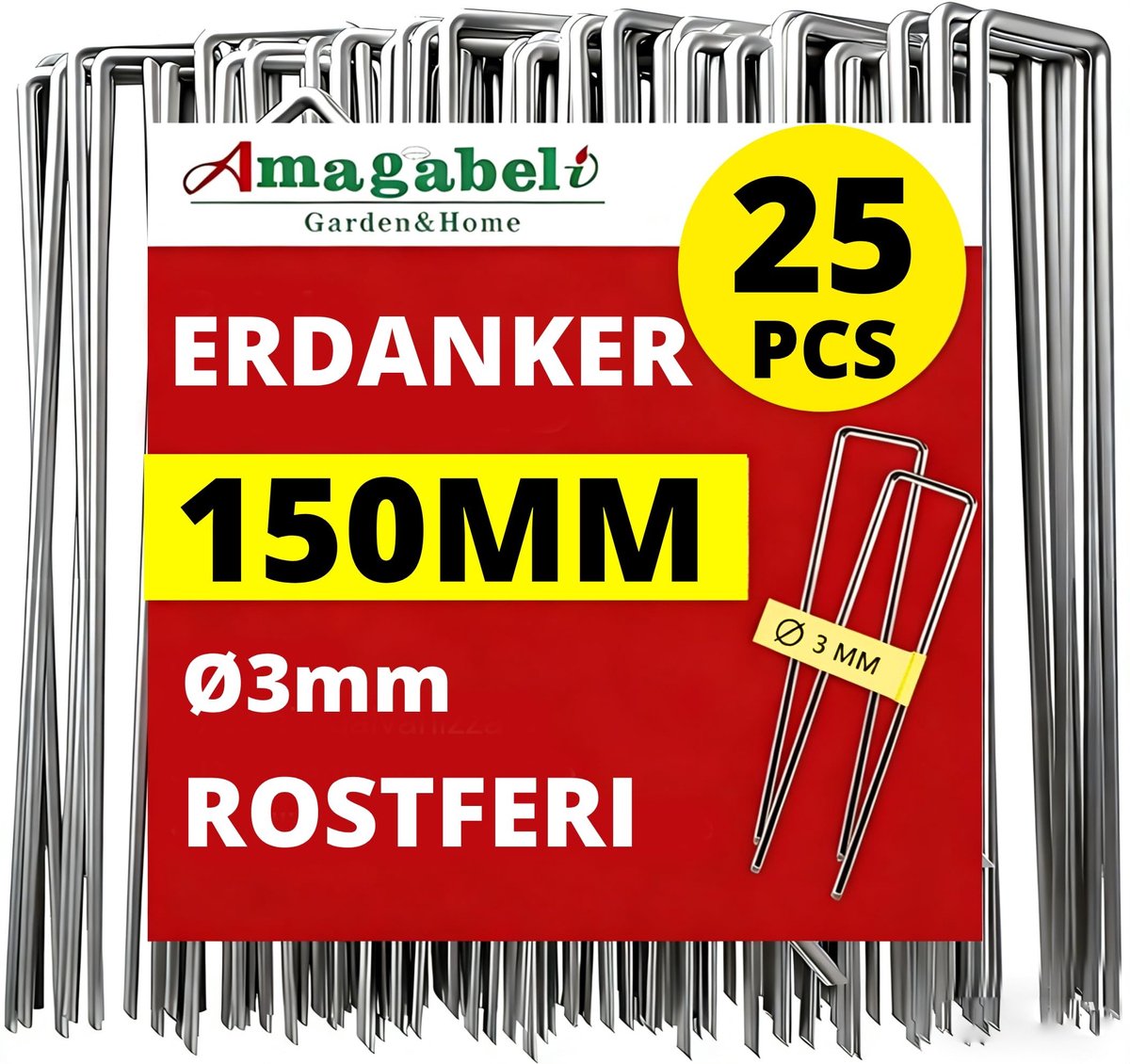 Solidchoice - RVS Grondpinnen 150mm voor Tuinbedekking en Afdekzeil