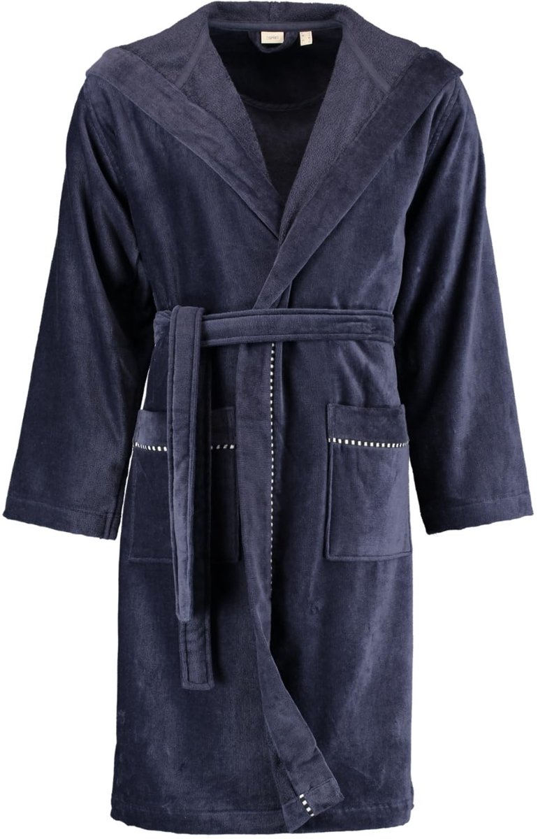 Solidchoice - Unisex Velour Badjas van 100% Katoen in Donkerblauw