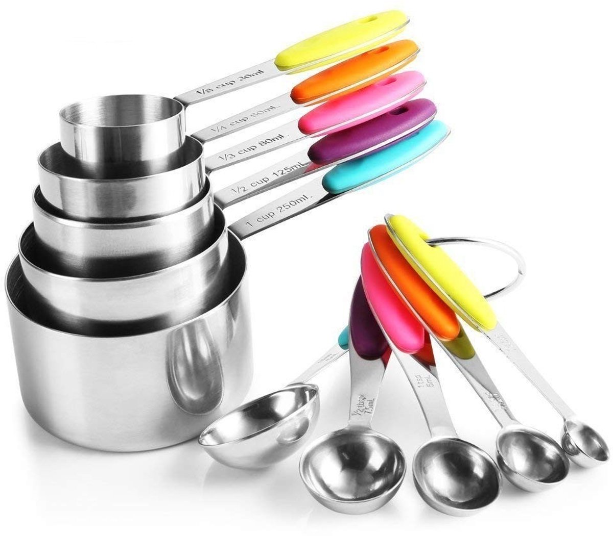 Solidchoice - Set van 10 RVS Meetbekers en Lepels