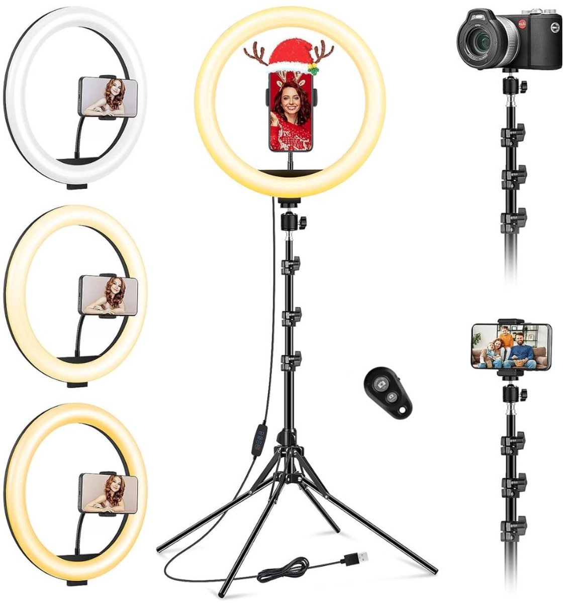 SP® Ringlamp - Ringlamp met Statief - Ringlampen - Zwart - 32cm x 30cm x 9cm