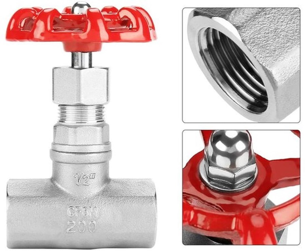 Afsluiter DN15 - Hoogwaardige 304 Roestvrij Stalen Afsluiter - Schuifafsluiter - Handwiel - Geschikt voor Water/Olie/Gas - Temperatuur tot 180°C - Klep