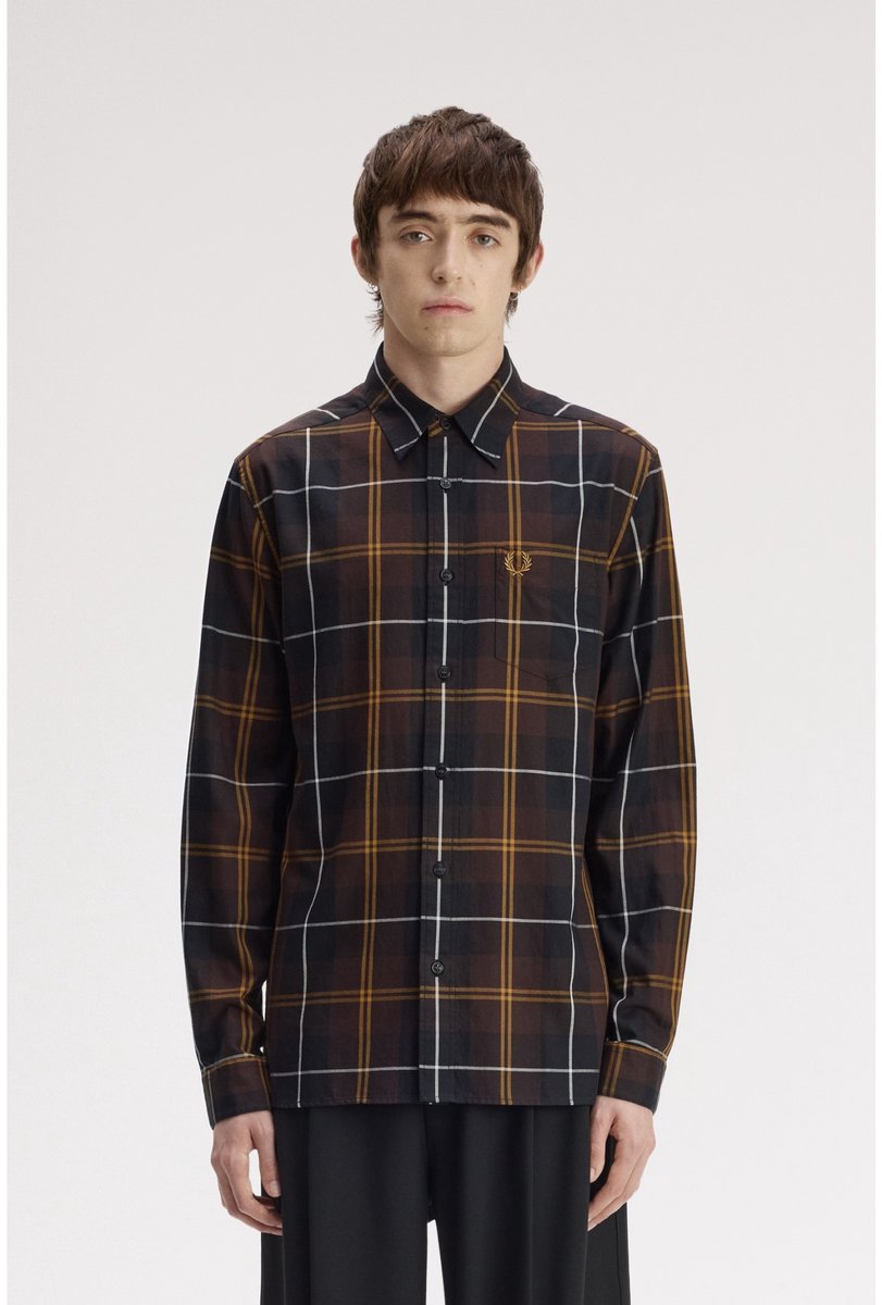 Fred Perry geruit twill overhemd Bruin