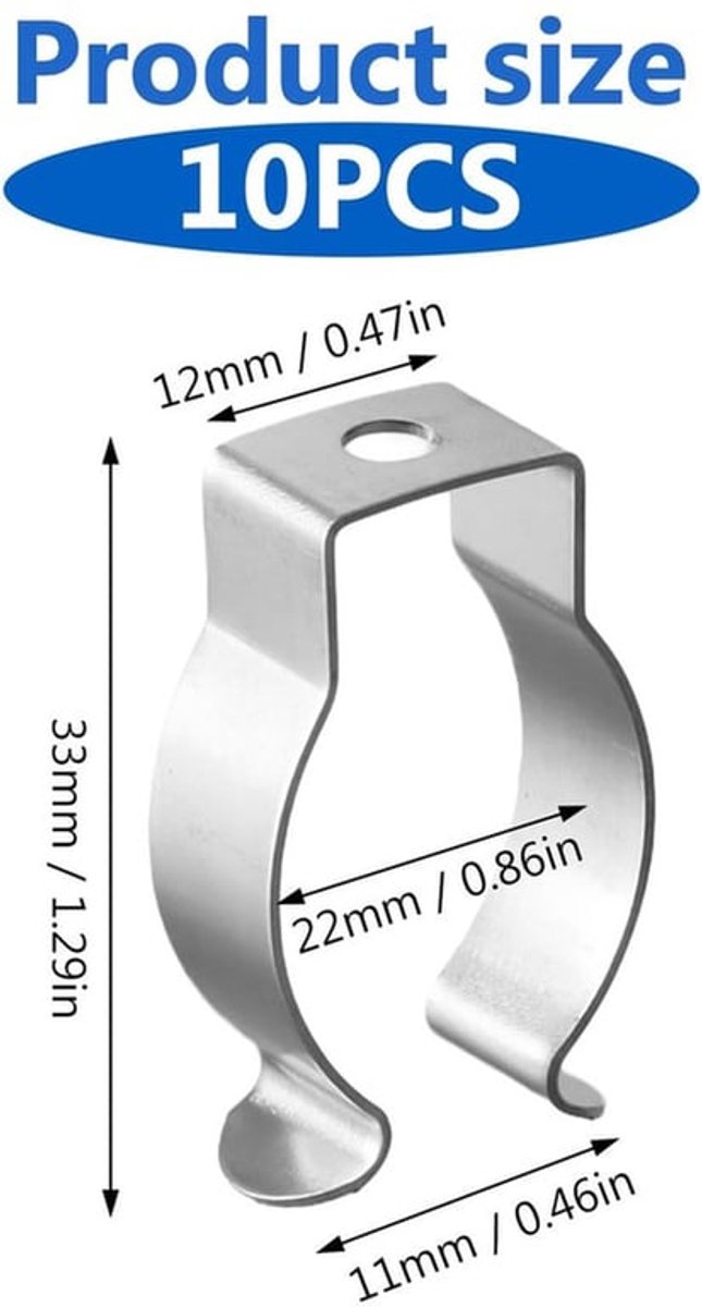Veerklem 10 Stuks - U-vormige Buisklem - Roestvrij Stalen Klemmen - 35-40 mm - Gegalvaniseerd - Stevig en Duurzaam