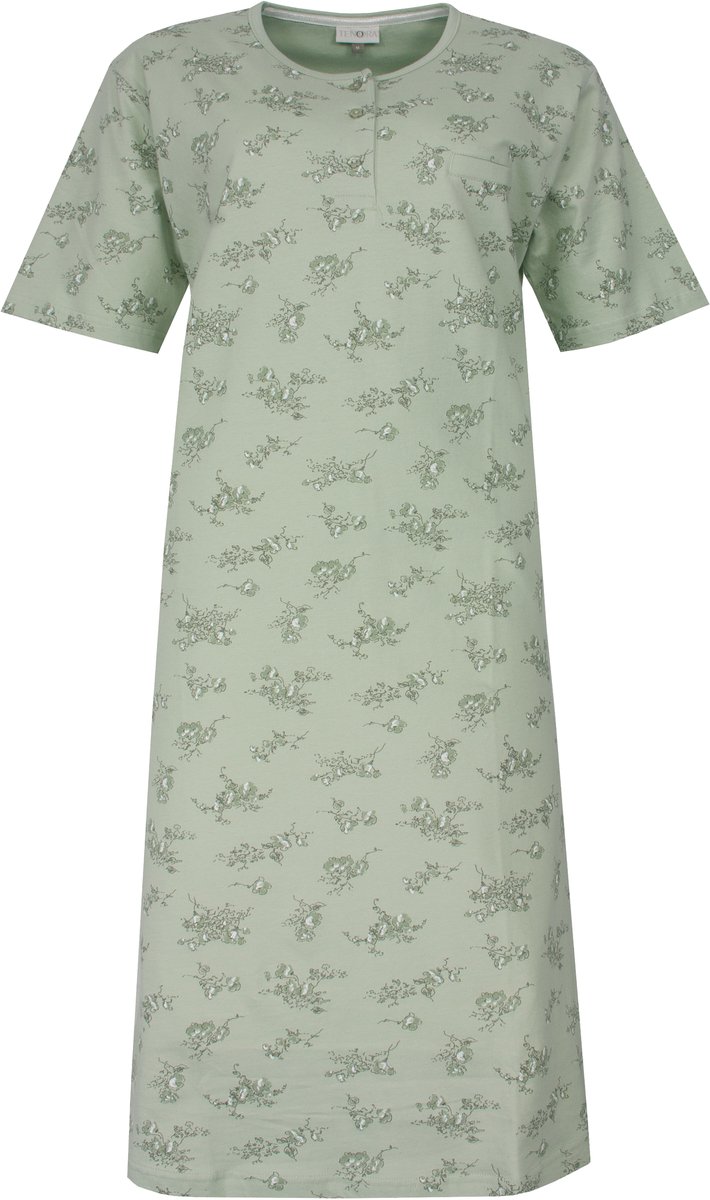Tenora Dames Nachthemd - Korte Mouwen - Groen - Maat XL