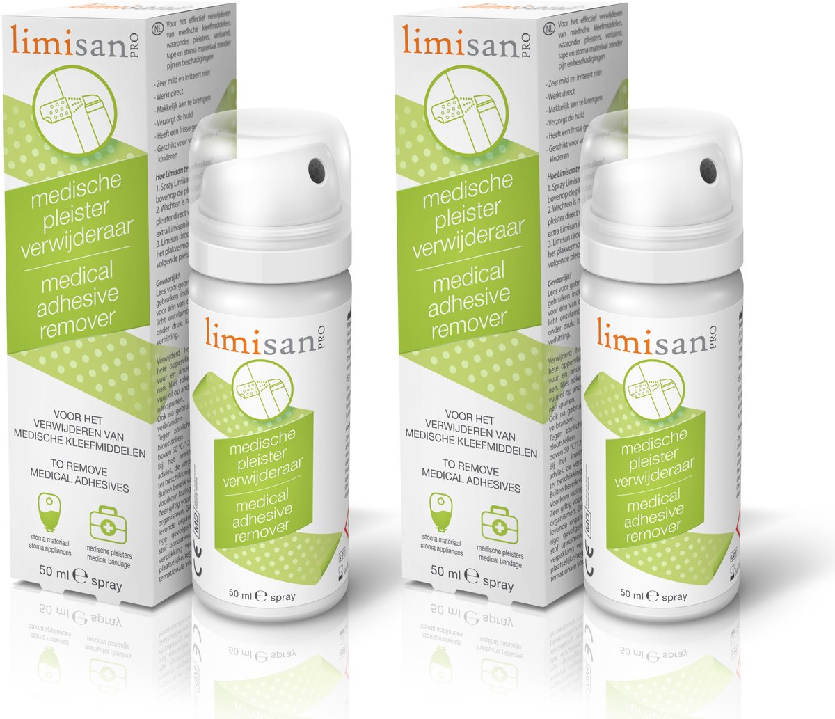 2x Limisan Pro - Medische Pleister en Tape Verwijderaar - Adhesive Remover Spray - 50ml - Stoma Hulpmiddel / Diabetes / Transdermale pleisters