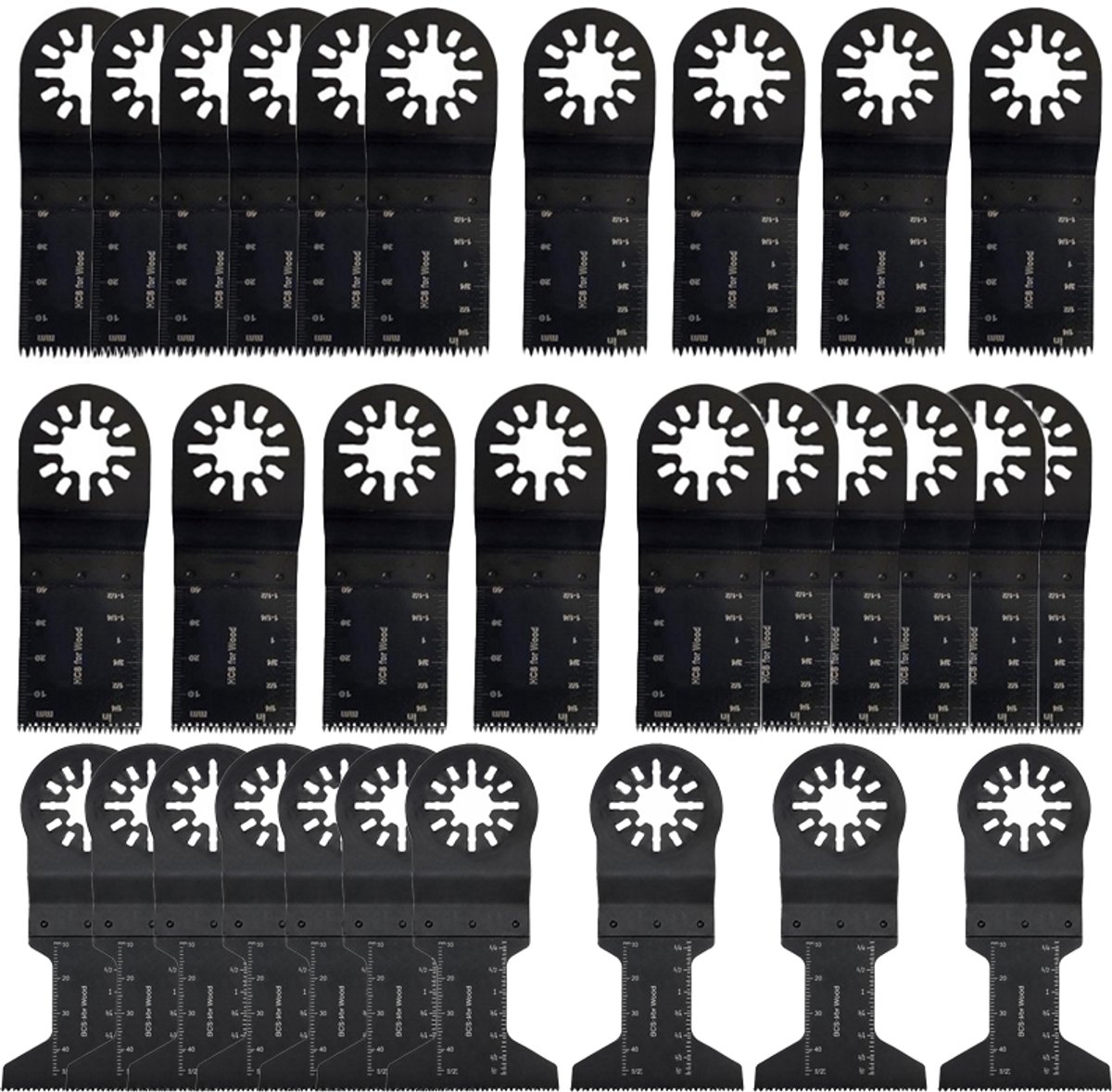 OUYLAF 30 stuks - Multitool Zaagbladen - Oscillerende Zaagbladen - Multifunctioneel Zaagblad - Multitool zaagblad - 34mm+44mm - Universeel multitool blad - Voor Hout, Kunststof & Zacht Metaal -Compatibel met de meeste zaagbladen voor algemeen gebruik