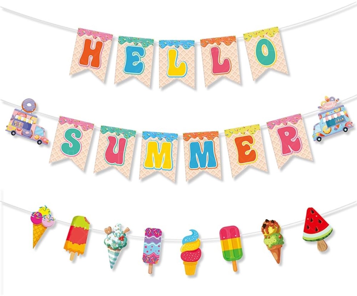 Solidchoice - Set van 3 Zomer Banners voor Feestdecoratie