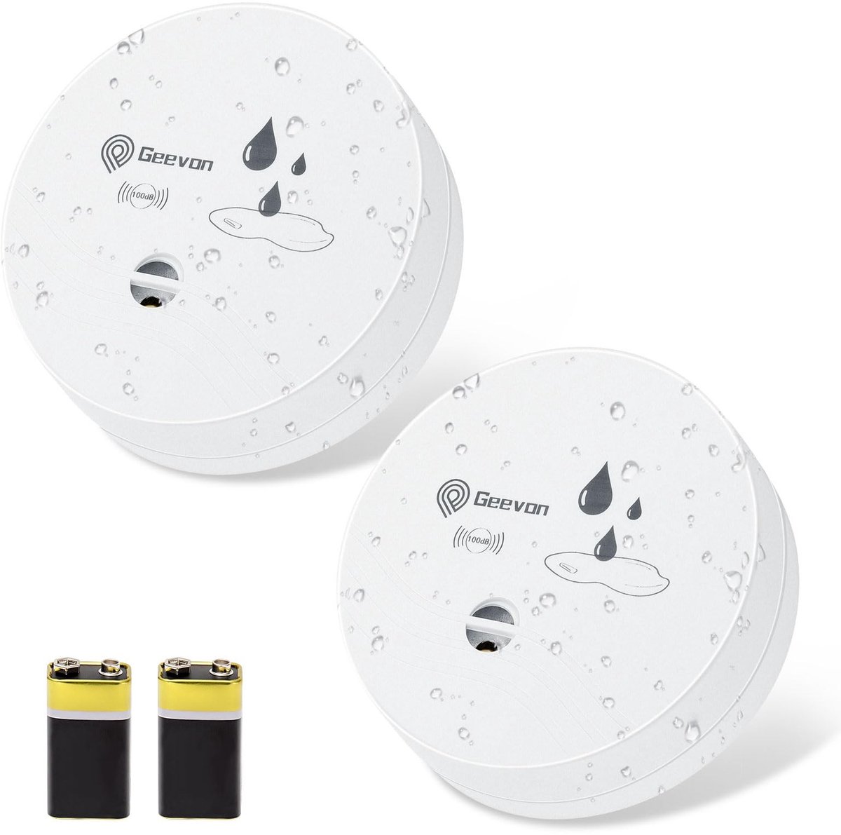 Solidchoice - Waterlekdetector met Alarm, Set van 2 voor Huizen en Bedrijven