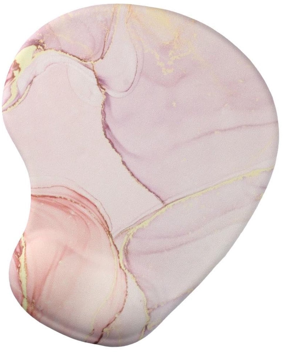 Solidchoice - Roze Marmer Muismat met Polssteun voor Comfort