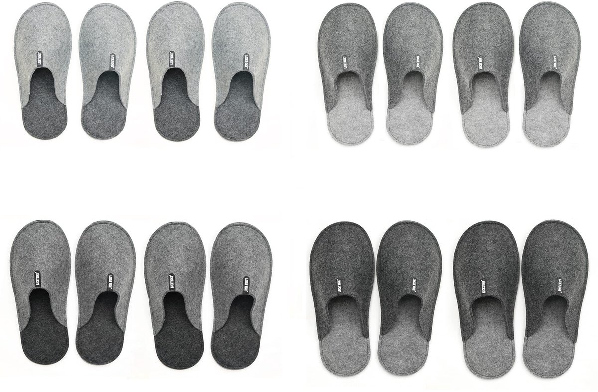 Solidchoice - Set van 4 Unisex Gastenslippers voor Wintergebruik
