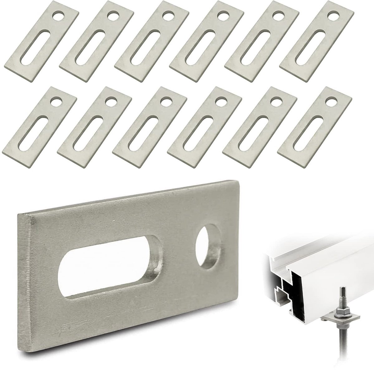 Solidchoice - Set van 12 RVS Adapterplaten voor Zonnepaneel Montage