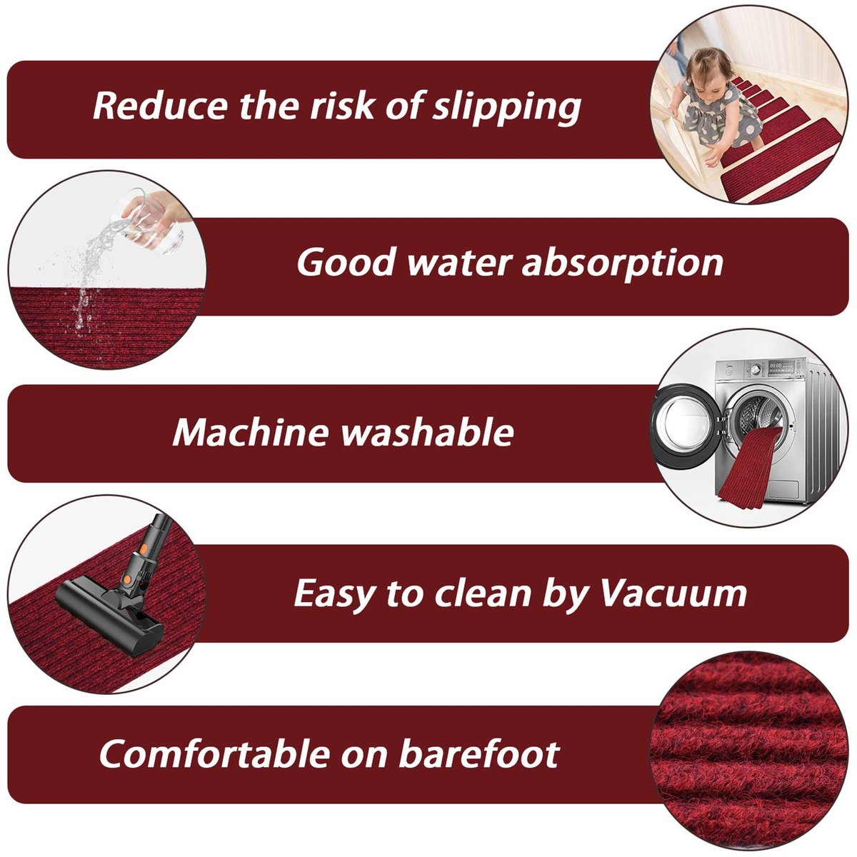 Solidchoice - Antislip Trapmatten Set 20 x 76 cm, Rood