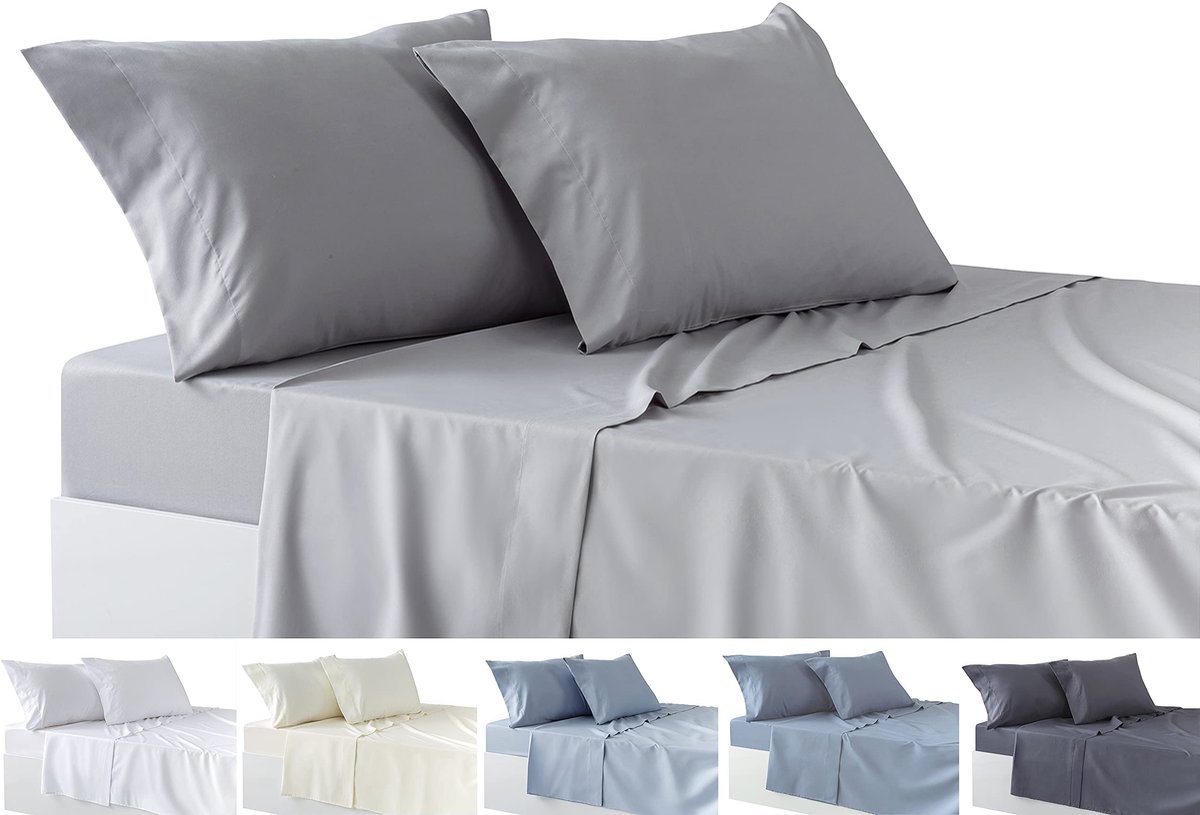 Solidchoice - 4-delig Beddenset met Hoeslaken en 2 Kussenslopen