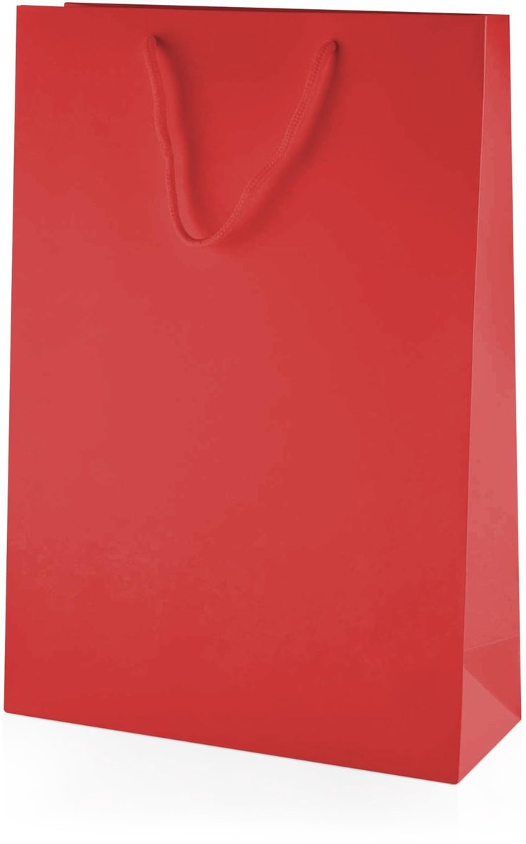 Solidchoice - Set van 10 Luxe Rode Papieren Cadeautassen met Mat Afwerking