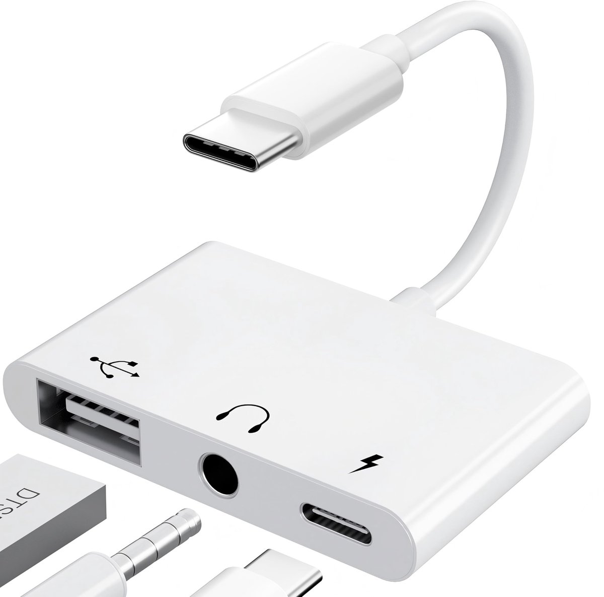 Solidchoice - 3-in-1 USB-C Adapter voor Hoofdtelefoon en Opladen