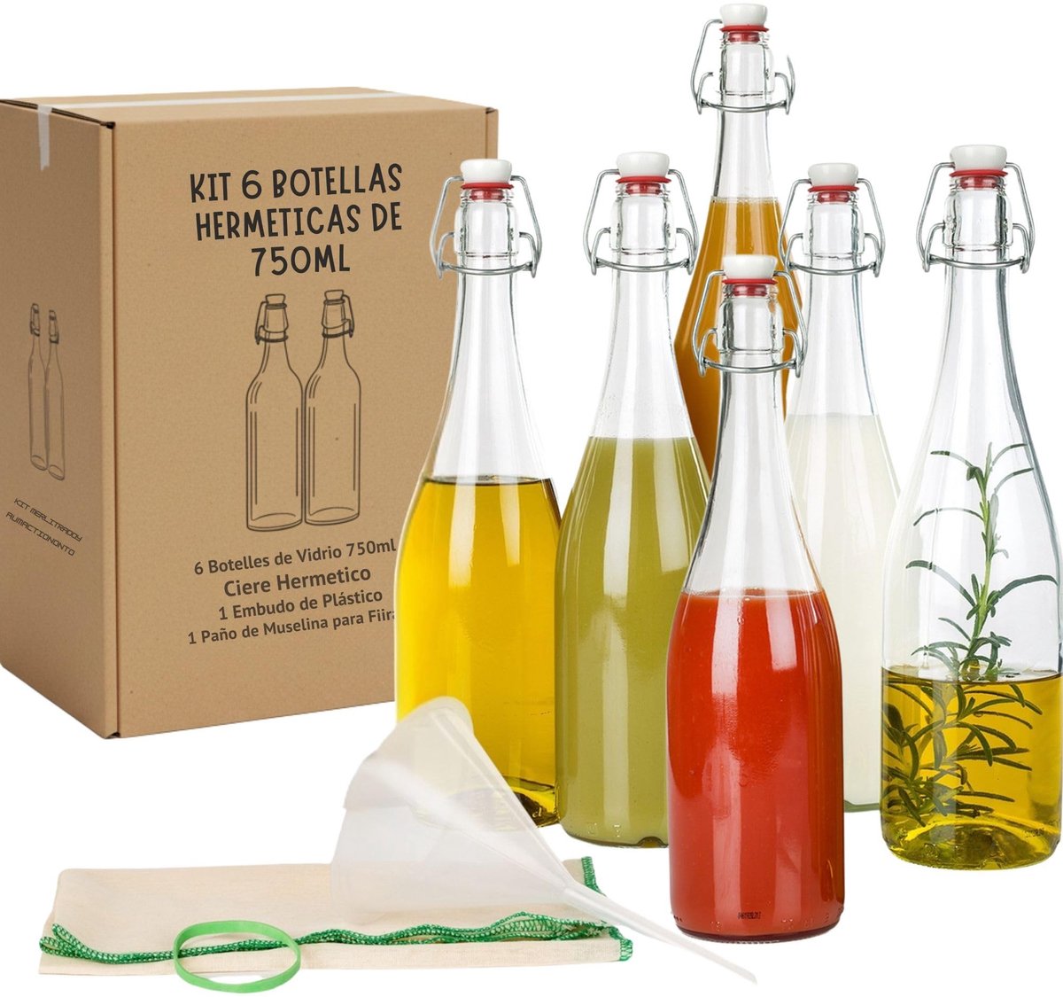 Solidchoice - Glazen Flessen met Porseleinen Sluiting 750ml