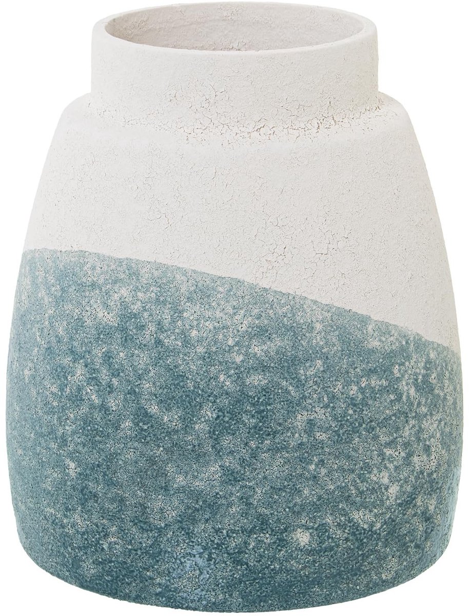 Solidchoice - Keramische Tafelvaas Beige en Petroleum 16 x 20 cm