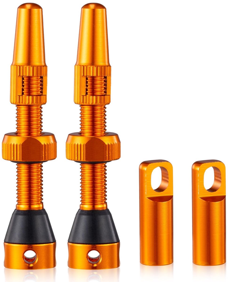 Solidchoice - 2 Stuks Presta Kleppen voor Tubeless Fietsen Oranje (44mm)