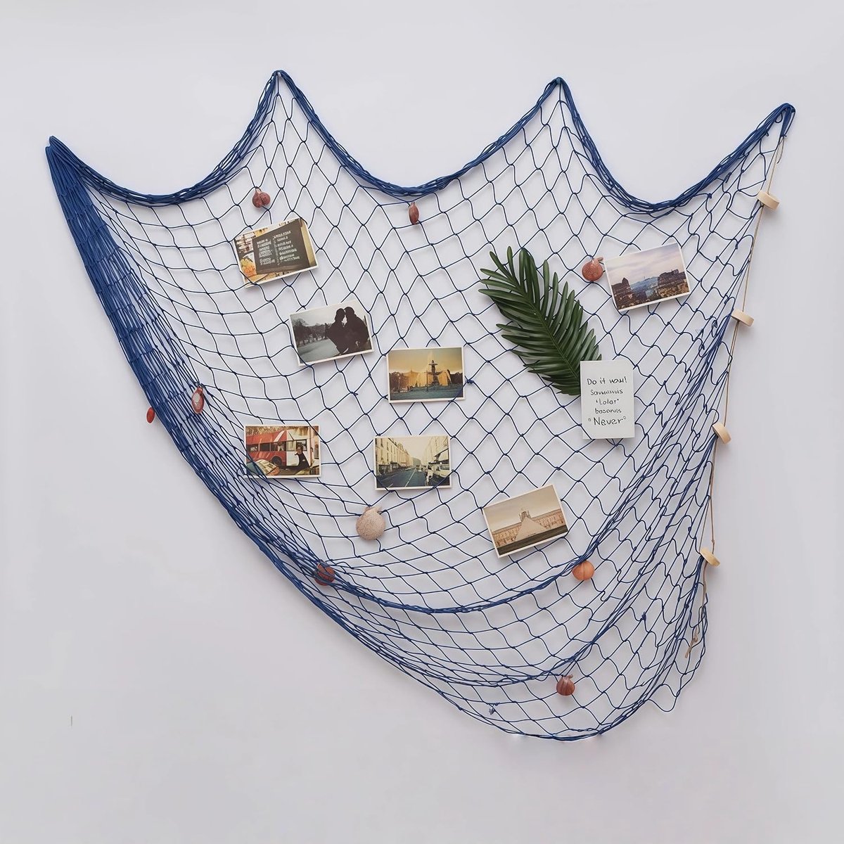 KZQ Nautisch Visnet Met Schelpen 200x150 Cm Wanddecoratie Voor Strandfeest Zeemeermin En Piratenthema Oceaanblauw