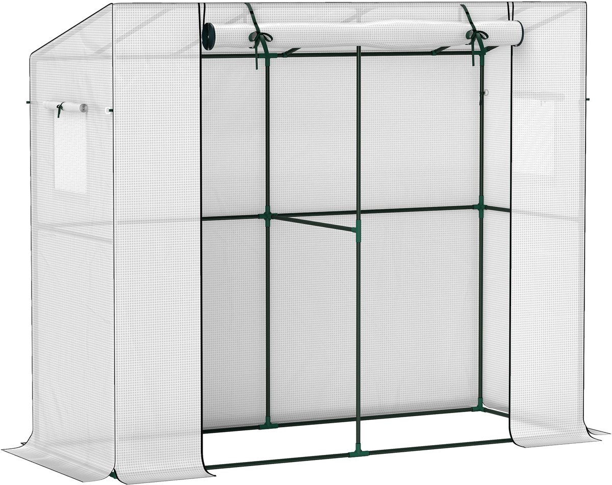 Tuinkas - begaanbaar - Staal - folie - 200 x 76 x 170 cm - Wit