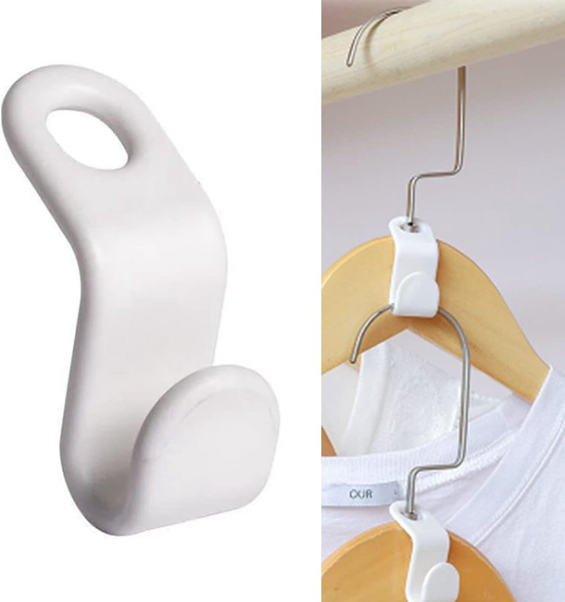 50 Stuks Ruimtebesparende Kledinghangerhaken – Plastic Verbindingshaken voor Verticale Opbergruimte – Geschikt voor Standaard Hangers – Voor Kleine Kasten, Studentenkamers en Appartementen