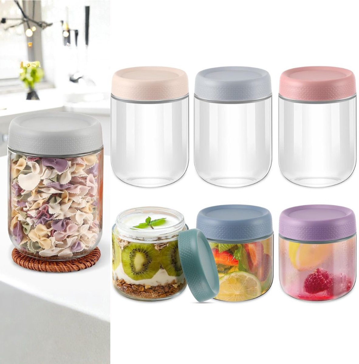 Zavio® Overnight Oats Potjes - Mason Jar - Meusli Beker met Deksel