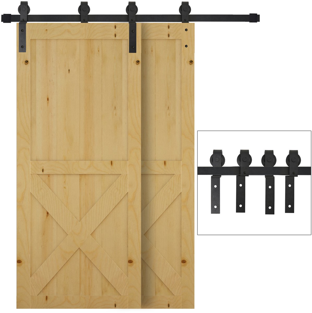 HOMCOM schuifdeurbeslagset - koolstofstaal - 200x0,6x4cm - zwart