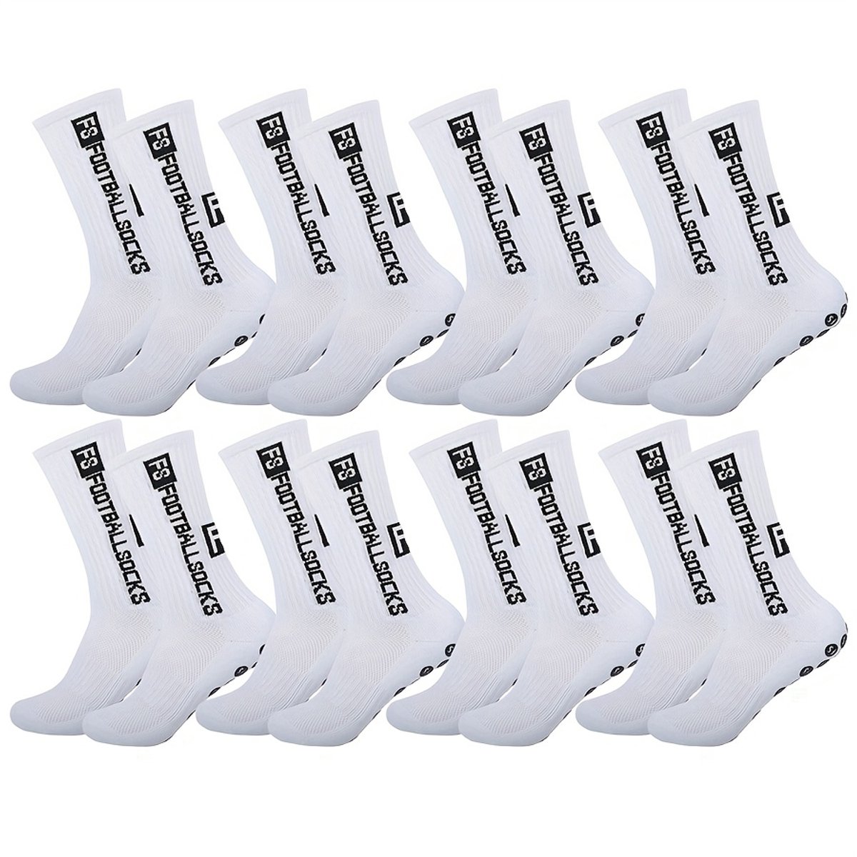 8 Paar Voetbal Gripsokken,Anti‑slip Sport Sokken met siliconen noppen op zool,Sportsokken - Hardloopsokken-ennissokken,Grip Socks,ademend compressie trainingssokken basketbal en fitness, duurzaam unisex sokken voor heren en dames,Wit,Maat 37‑46