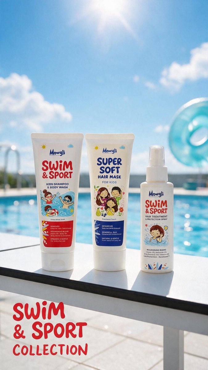 Swim & Sport Bundel voor Kids- Voordeel Bundel - Shampoo & Body + Hair Mask + Leave In Protection Spray