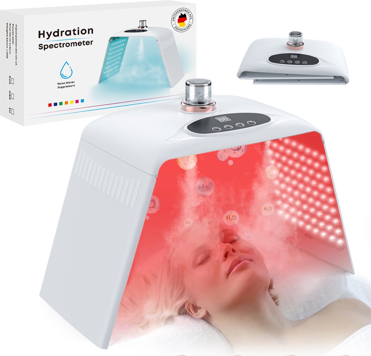 FOSMET Led masker lichttherapie - Led Masker - Led Gezichtsmasker - 7 Kleuren & Sproeifunctie - Infrarood Gezichtsmasker - 8 Modi - Huidverjonging – cosmetische lichtverzorging – Opvouwbaar – Ideaal Cadeau - wit