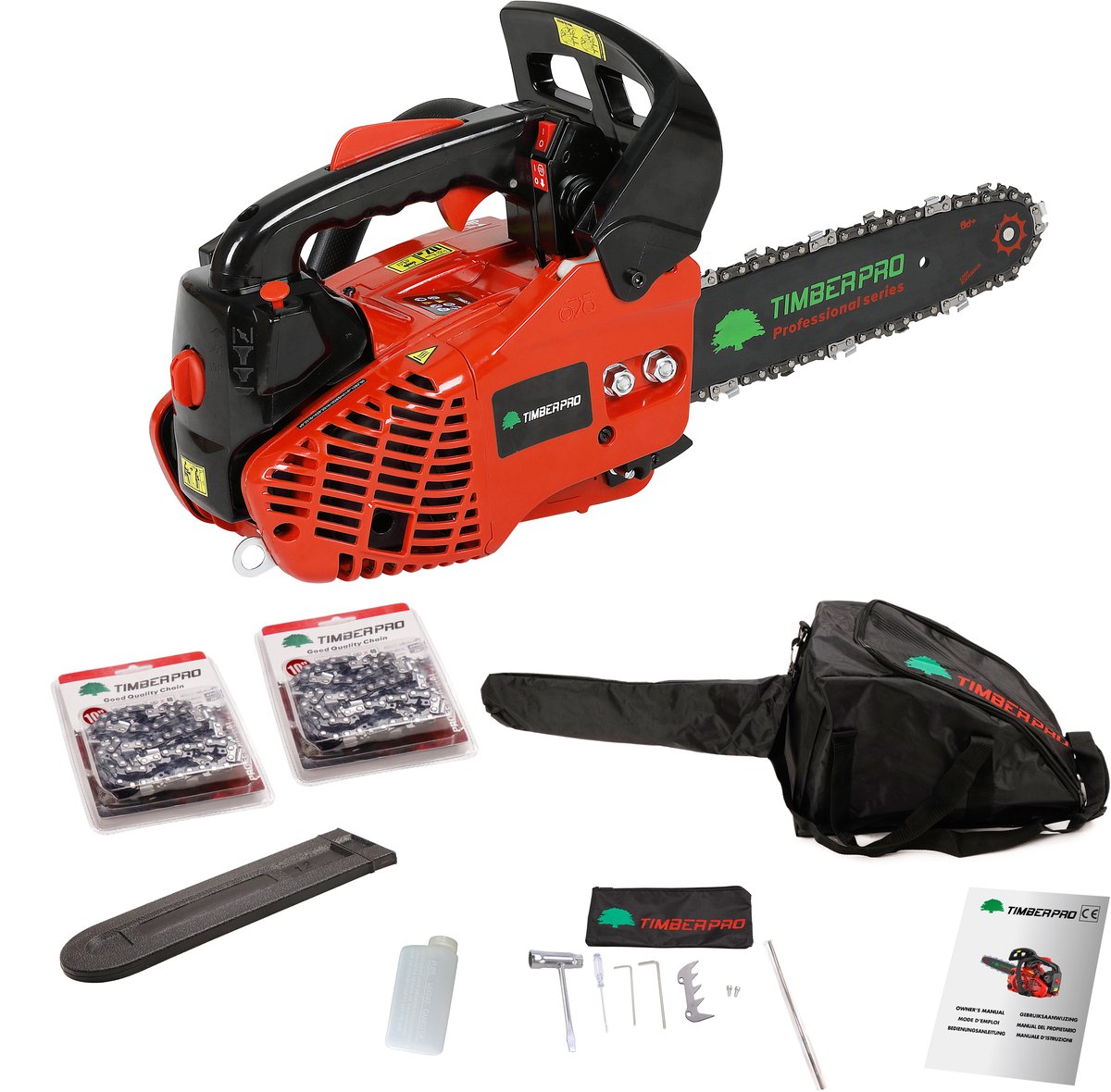 Bol.com TIMBERPRO- Eenhandige Benzine Snoeizaag - 25,4 cc - Zwaardlengte 25 cm aanbieding