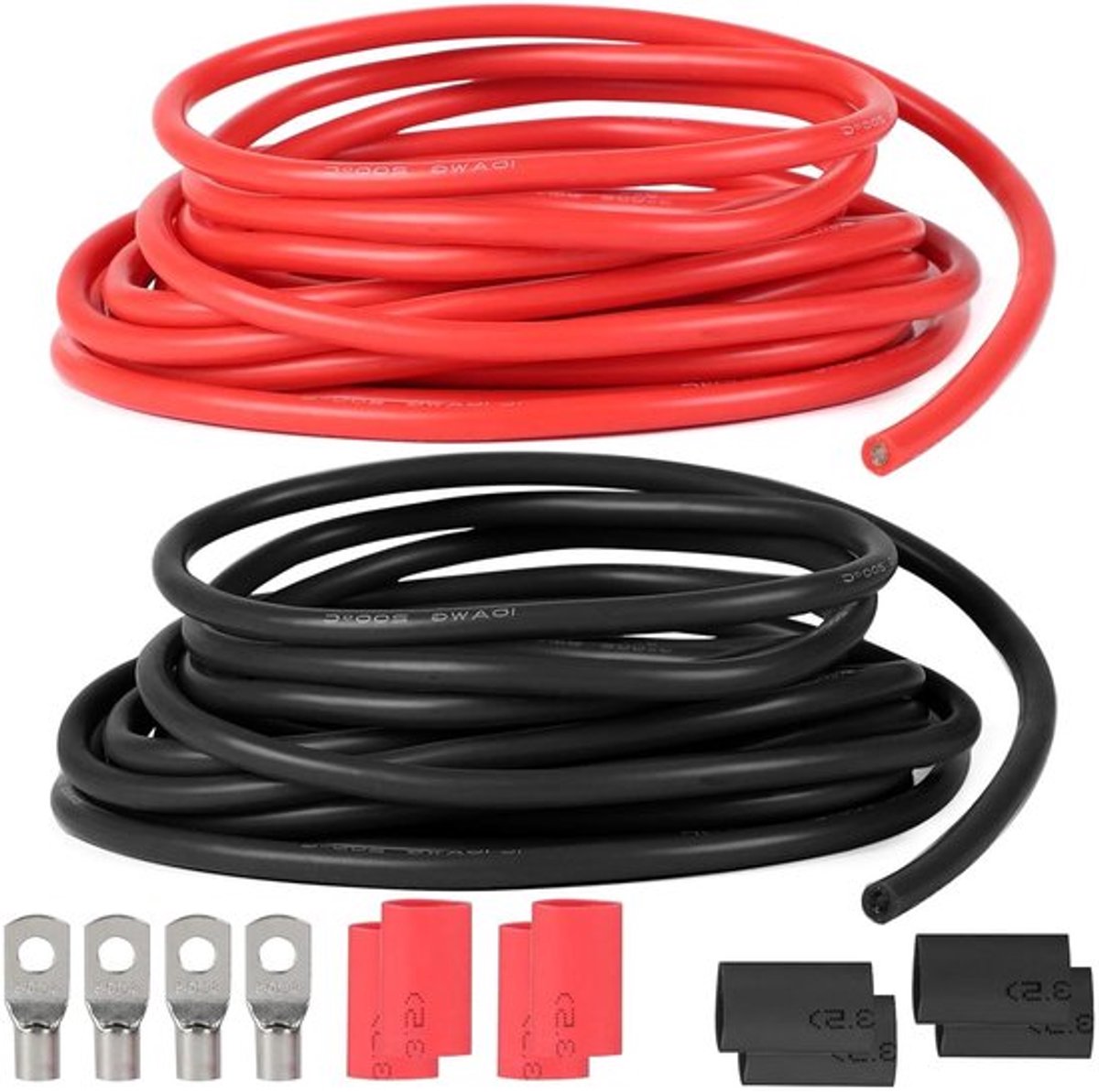 Autobatterij kabel 10AWG 6 mm² - Siliconen electriciteitsdraad 5 meter zwart rood - Vertind koperdraad - 1050 draden