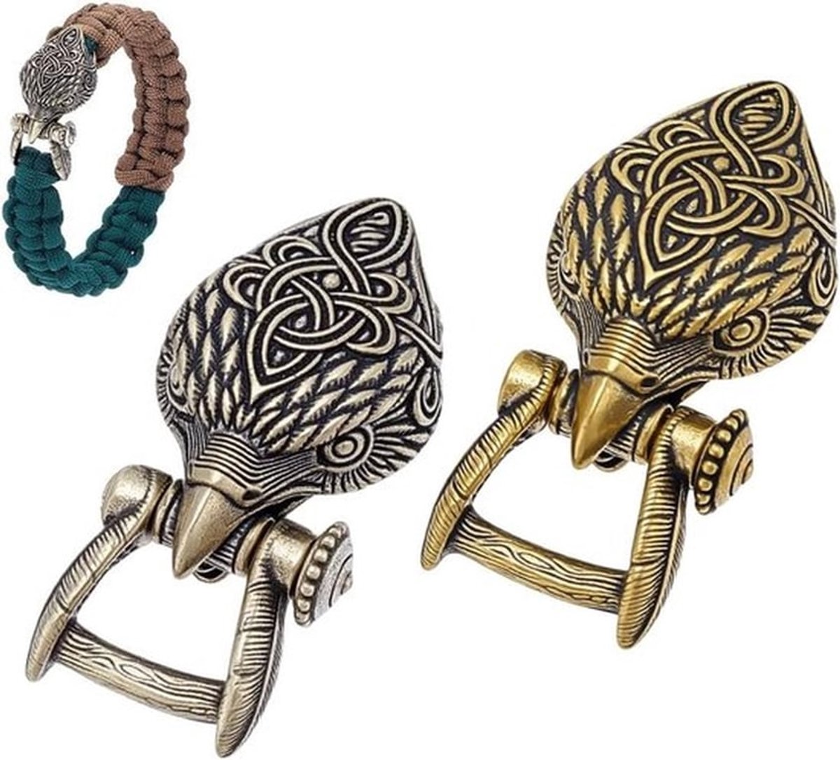 Set van 2 Messing Paracord Gespen met Sloten van 44 mm - Duurzame Klemmen voor Survivalarmbanden in Antiek Brons, Zilver en Goud