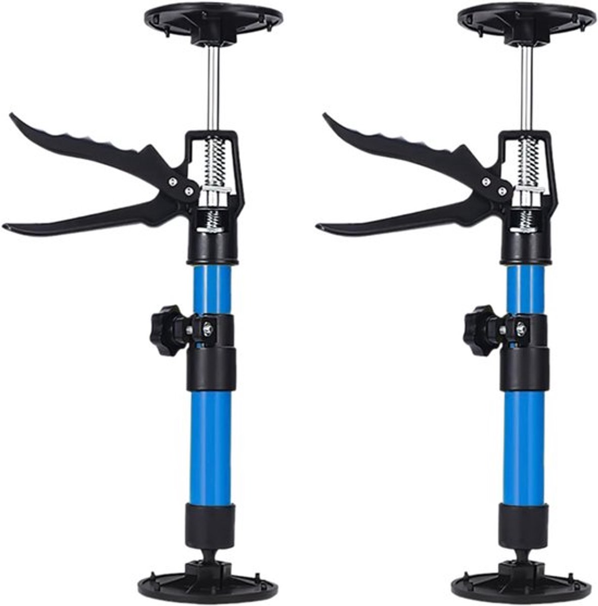 Set van 2 plafondsteunen, telescopische bevestigingsbeugels met éénhandige ondersteuning, 360° draaibaar, niet-slip, voor frame spanning, verstelbaar van 30-59 cm, tot 1.17 kg belastbaar