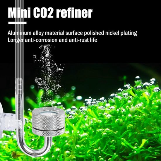 CO2-diffuser - aquariumverstuiver - CO2-diffuser met zuignappen en U-buis - kooldioxidediffuser - glazen buis - aluminiumlegering - bubbler accessoires voor aquarium - zoetwatervisplanten - aquascaping benodigdheden - aquariumbewoners — afbeelding 2