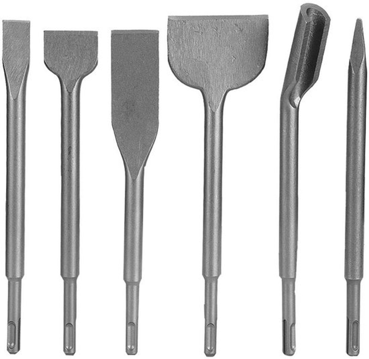 Beitelset 6-delig - Puntbeitel/Sleufbeitel/Platte Beitel - Universeel Gereedschap - Beton- en Steenbewerking - Geschikt voor Diverse Materialen