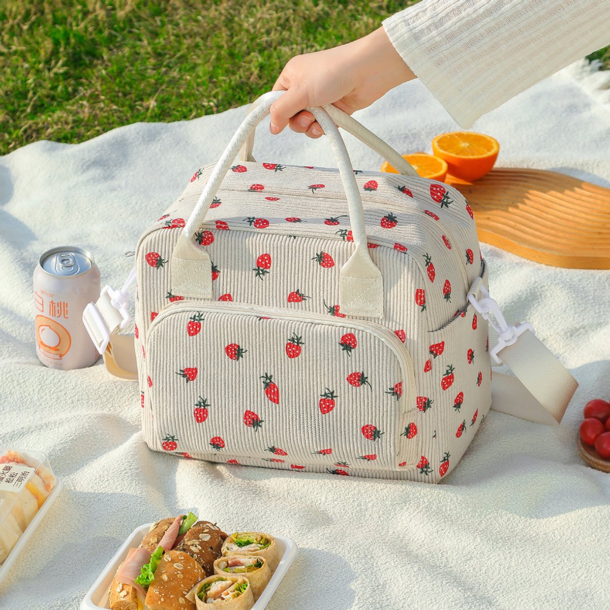 Geïsoleerde lunchtas voor dames, ruime inhoud van 12 liter, herbruikbaar en waterdicht, met schouderriem, geschikt voor meisjes en volwassenen, praktische lunchtas voor studenten/kantoor/picknicks