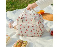Geïsoleerde lunchtas voor dames, ruime inhoud van 12 liter, herbruikbaar en waterdicht, met schouderriem, geschikt voor meisjes en volwassenen, praktische lunchtas voor studenten/kantoor/picknicks