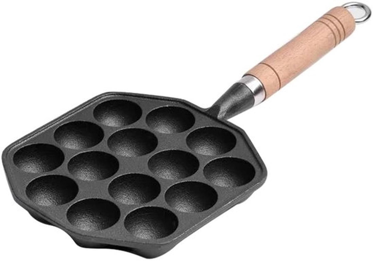 Takoyaki Pan 14 Gaten - Gietijzeren Grillpan - Antislip Ontwerp - Duurzaam Materiaal - Makkelijk Schoon te Maken - Geschikt voor Pannenkoekenballen