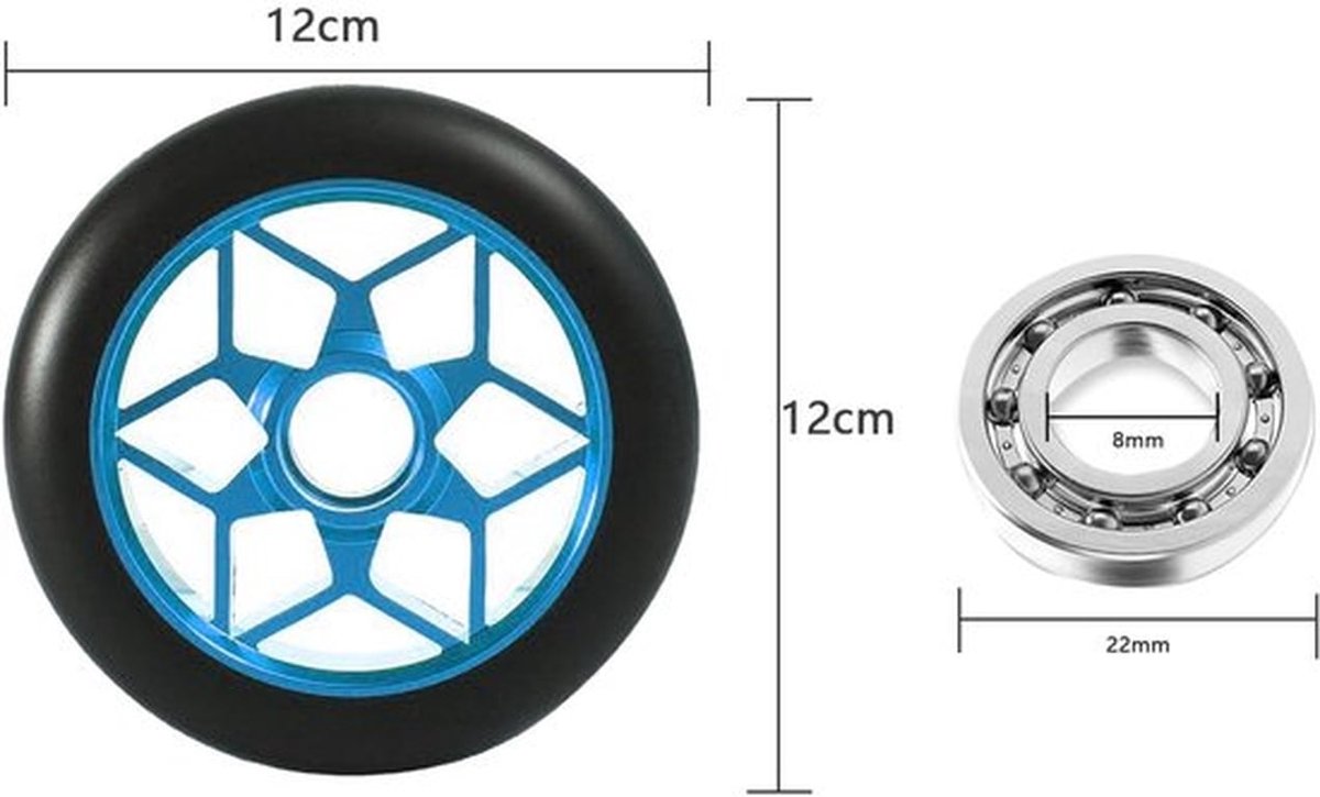 2 stuks stuntstepwielen met ABEC-9 lagers - 110 mm reservewielen