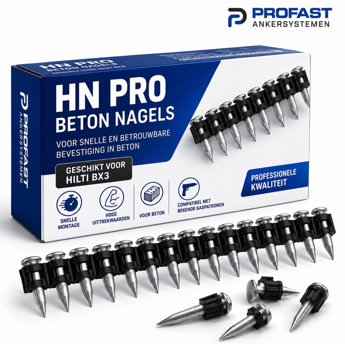 PROFAST - HN-PRO Betonnagels - 1000 ST - 19mm - Verzinkt - Compitabel met HILTI BX 3